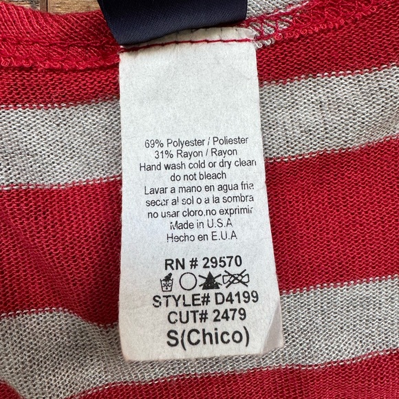 Small Blue Rain Red and Gray Stripe Midi Dress. - Picture 3 of 6